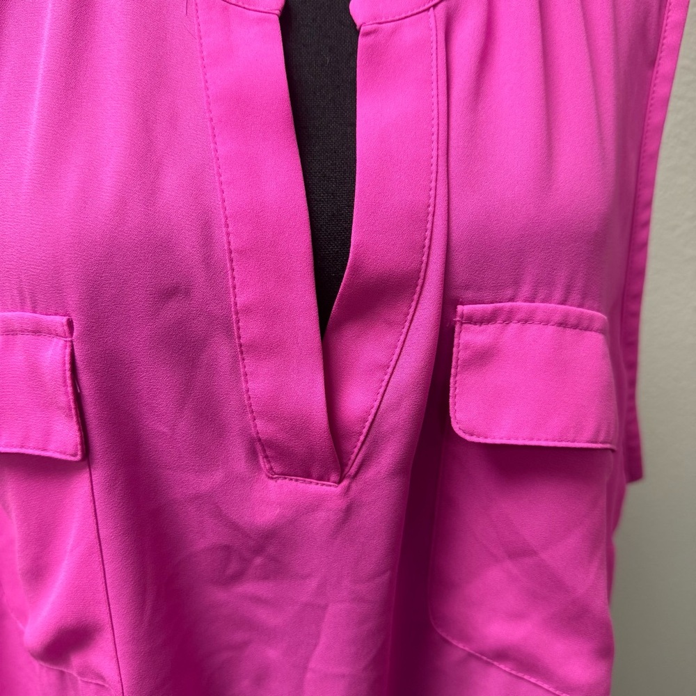 Worthington Pink Sleeveless Blouse 3X Plus Size Career Chic Pocket Top - Picture 3 of 9
